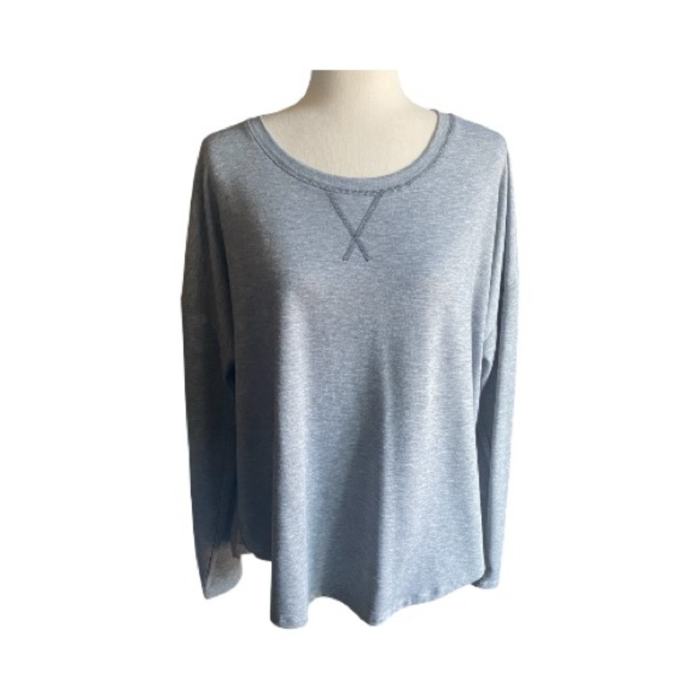 24/7-Women's Gray Oversized Long Sleeve Top-Size Xl